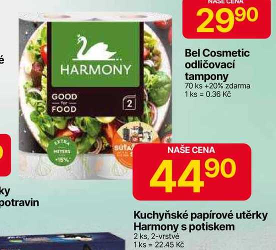 Harmony Kuchyňské papírové utěrky s potiskem 2 ks, 2-vrstvé 