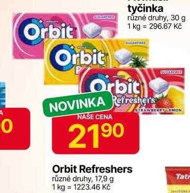Orbit Refreshers různé druhy, 17,9 g