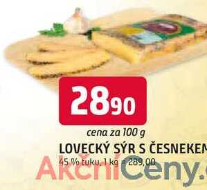 LOVECKÝ SÝR S ČESNEKEN 45% tuku, 100g