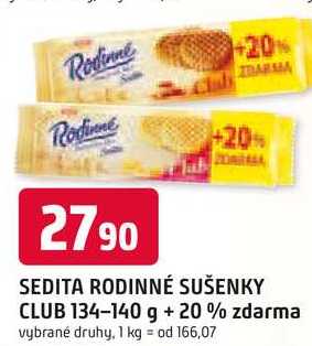 SEDITA RODINNÉ SUŠENKY CLUB 134-140 g + 20% zdarma 