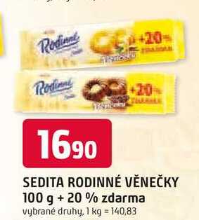 SEDITA RODINNÉ VĚNEČKY 100 g +20% zdarma 