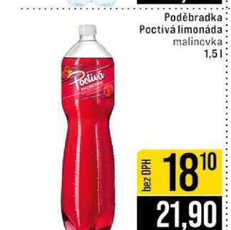 Poděbradka Poctivá limonáda malinovka 1,5l