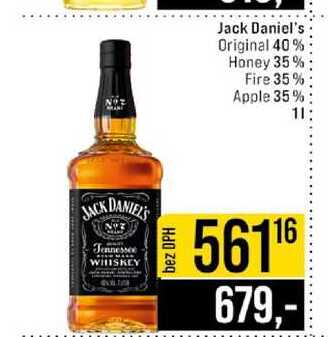 Jack Daniel's Original 40% Honey 35% Fire 35% Apple 35% 1l