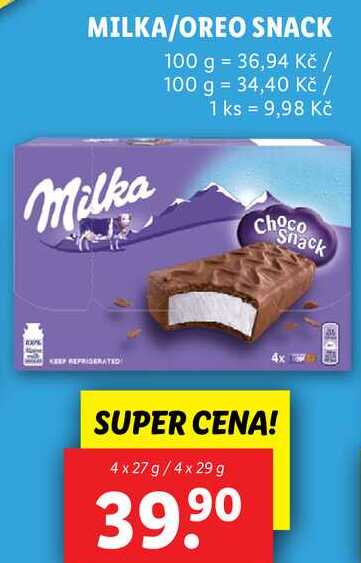 MILKA/OREO SNACK, 4x 27 g/4x 29 g 