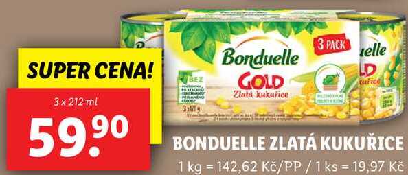 BONDUELLE ZLATÁ KUKUŘICE, 3x 212 ml