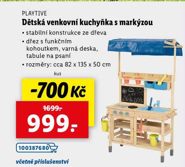 Dětská venkovní kuchyňka s markýzou 