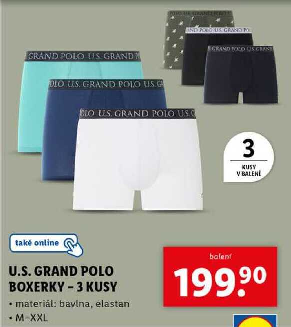 U.S. GRAND POLO BOXERKY - 3 KUSY 
