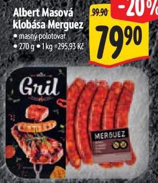 Albert Masová klobása Merguez, 270 g