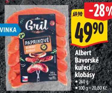Albert Bavorské kuřecí klobásy, 240 g