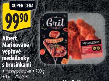 Albert Marinované vepřové medailonky s brusinkami, 400 g