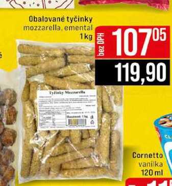 Obalované tyčinky mozzarella, emental 1kg 