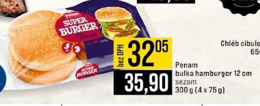 Penam bulka hamburger 12 cm sezam 300 g (4 x 75 g) 