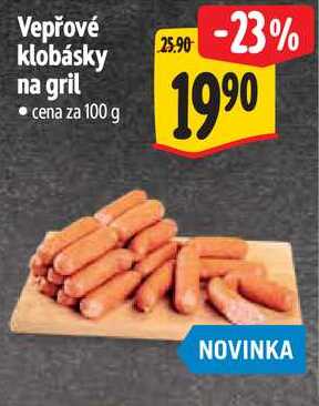 Vepřové klobásky na gril, cena za 100 g