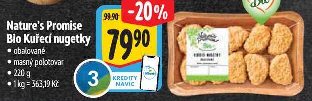 Nature's Promise Bio Kuřecí nugetky, 220 g