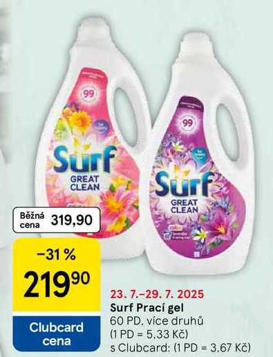 Surf Prací gel, 60 PD, více druhů 