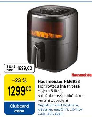 Hausmeister HM6933 Horkovzdušná fritéza, objem 5 litrů, s průhledovým okénkem. vnitřní osvětlení  