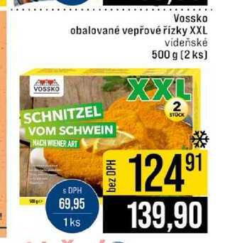 Vossko obalované vepřové řízky XXL videňské 500 g (2 ks) 