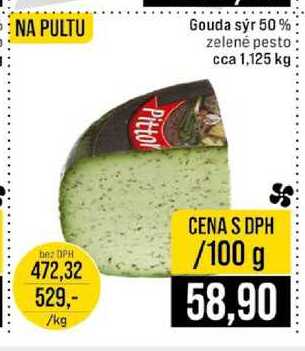 Gouda sýr 50% zelené pesto cca 1,125 kg 100g