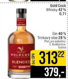 Gold Cock Whisky 42% 0,7l Gin 40% Trnkový sloe 28% 