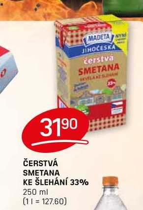 ČERSTVÁ SMETANA KE ŠLEHÁNÍ 33% 250 ml 