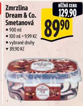 Zmrzlina Dream & Co. Smetanová, 900 ml
