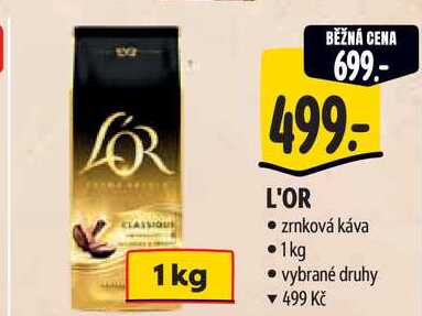 L'OR zrnková káva, 1 kg