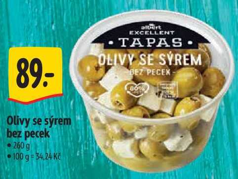 Olivy se sýrem bez pecek, 260 g 