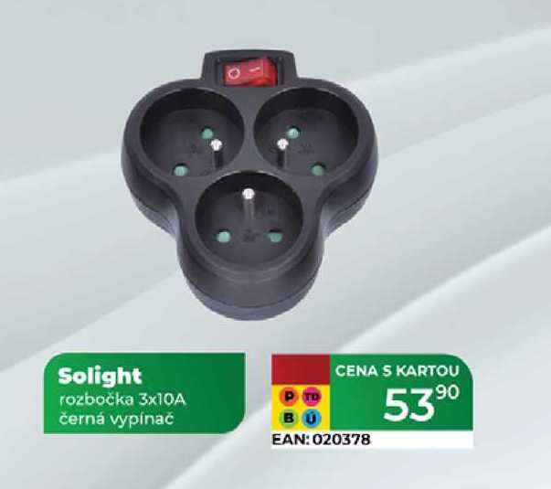 Solight rozbočka 3x10A černá vypínač   