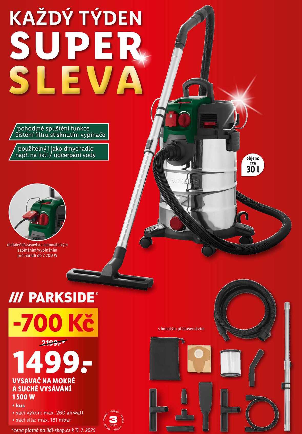 VYSAVAČ NA MOKRÉ A SUCHÉ VYSÁVÁNÍ 1500 W 