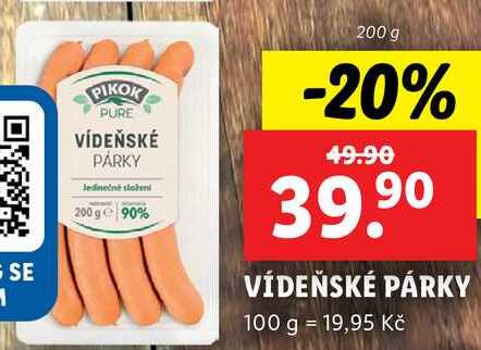 VÍDEŇSKÉ PÁRKY, 200 g