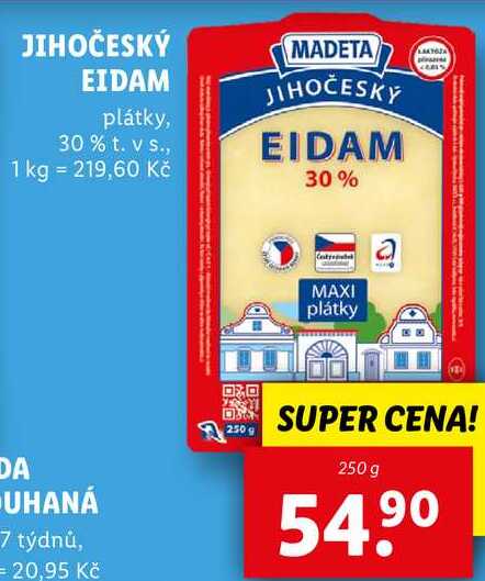 JIHOČESKÝ EIDAM, 250 g