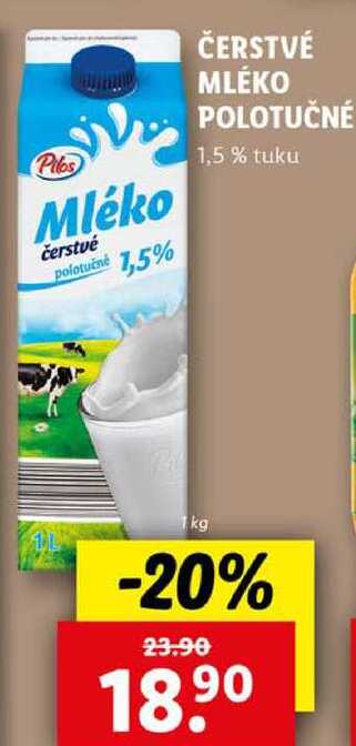 ČERSTVÉ MLÉKO POLOTUČNÉ, 1 l