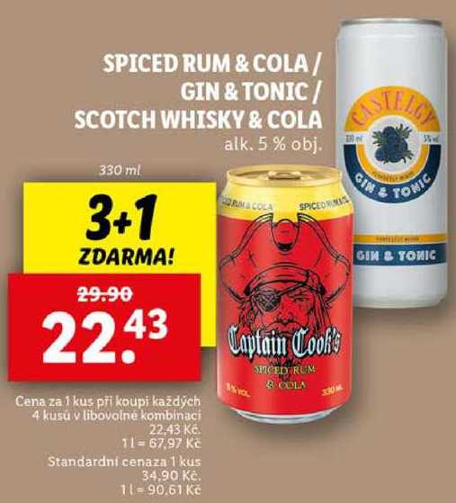 SPICED RUM & COLA/GIN & TONIC/SCOTCH WHISKY & COLA, 330 ml