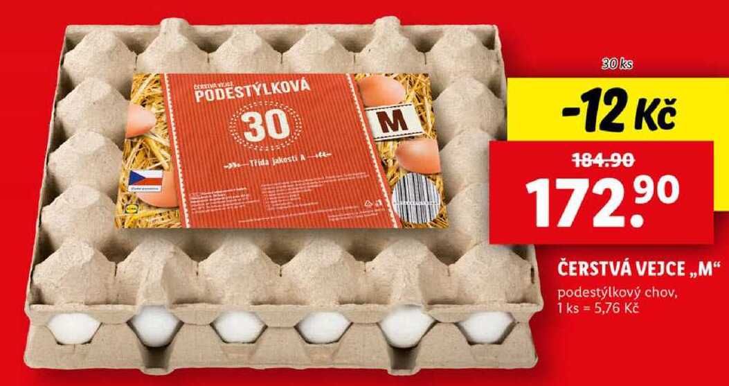 ČERSTVÁ VEJCE „M“ podestýlkový chov, 30 ks
