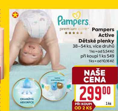 Pampers Active Dětské plenky 38-54 ks