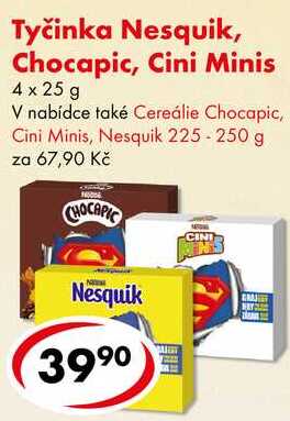 Tyčinka Nesquik, Chocapic, Cini Minis, 4x 25 g