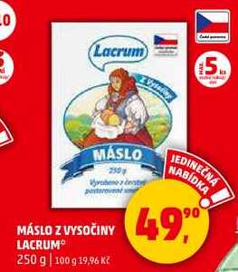 MÁSLO Z VYSOČINY LACRUM, 250 g 