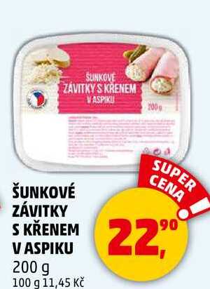 ŠUNKOVÉ ZÁVITKY S KŘENEM V ASPIKU, 200 g 