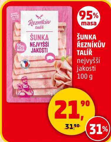 ŠUNKA ŘEZNÍKŮV TALÍŘ nejvyšší jakosti, 100 g  