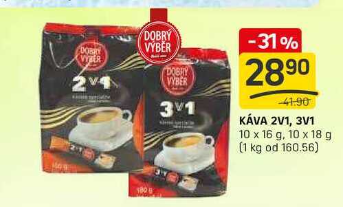 KÁVA 2V1, 3V1 10 x 16 g, 10 x 18 g  v akci