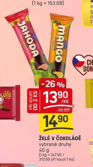 ŽELÉ V ČOKOLÁDĚ vybrané druhy 40 g 