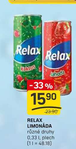 RELAX LIMONÁDA různé druhy 0,33l, plech  