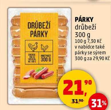 PÁRKY drůbeží, 300 g  