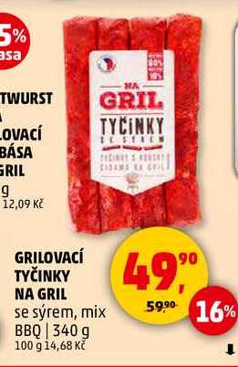 GRILOVACÍ TYČINKY NA GRIL se sýrem, 340 g