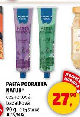 PASTA PODRAVKA NATUR, česneková, bazalková, 90 g 