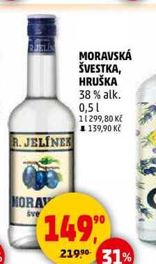 R. JELINEK MORAVSKÁ ŠVESTKA, HRUŠKA 38% alk., 0,5 l