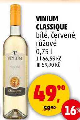 VINIUM CLASSIQUE bílé, červené, růžové, 0,75 l