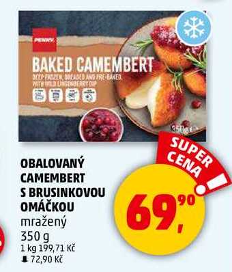  OBALOVANÝ CAMEMBERT S BRUSINKOVOU OMÁČKOU mražený, 350 g 