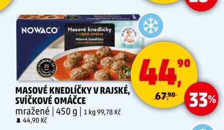 MASOVÉ KNEDLÍČKY V RAJSKÉ, SVÍČKOVÉ OMÁČCE mražené, 450 g 