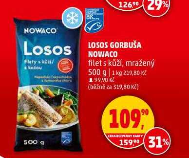 LOSOS GORBUŠA NOWACO filet s kůží, mražený, 500 g